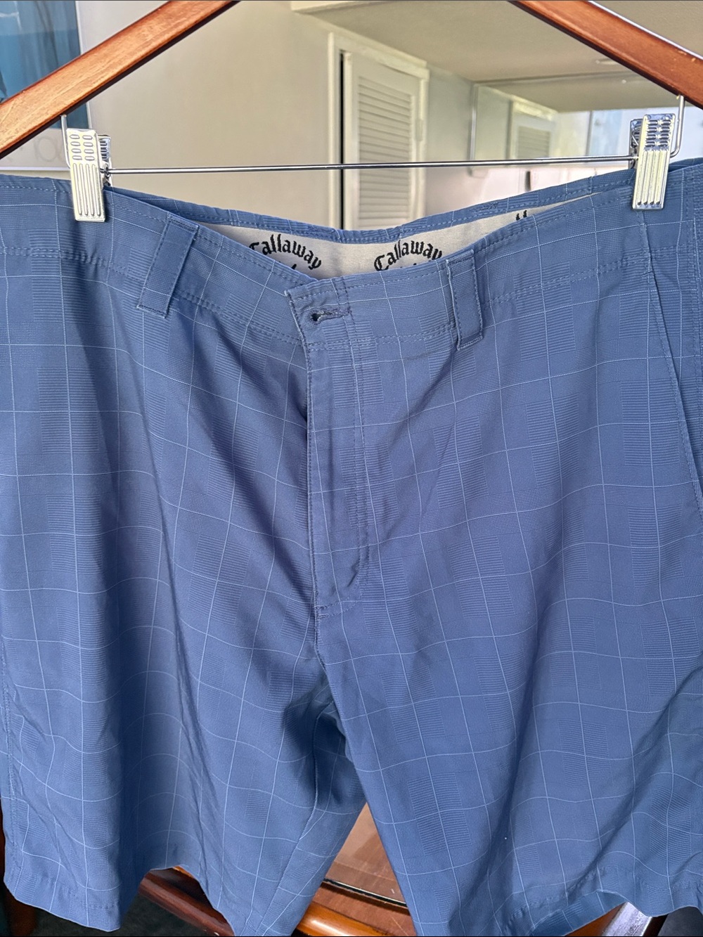 Callaway Light Blue Windowpane Golf Shorts